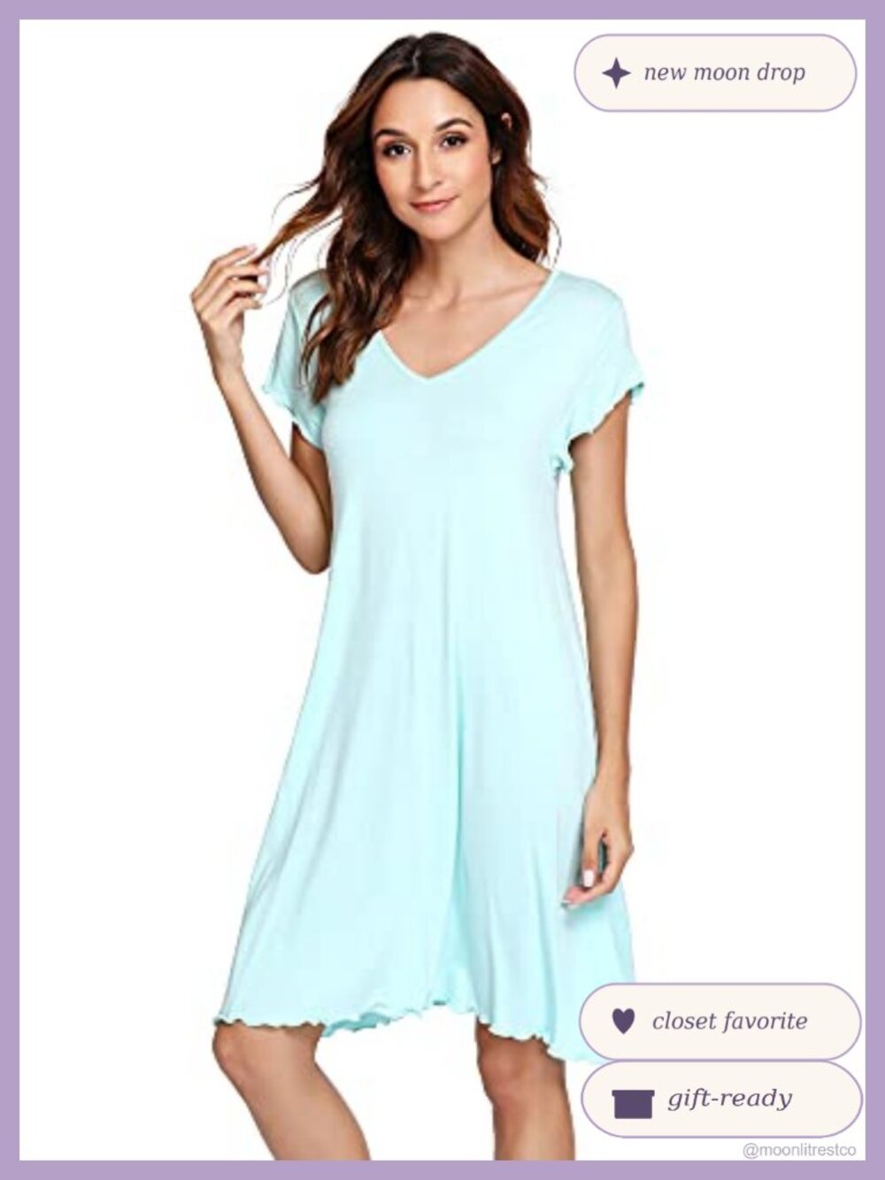 Bamboo Viscose Nightgown Short Sleeve Cooling Sleep Dress Plus Size